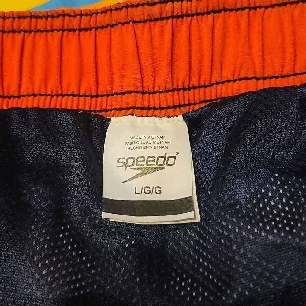 Speedo Blue Striped Swim Trunks Large - Picture 4 of 5